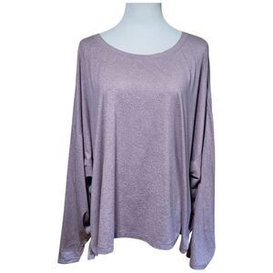 Athleta Uptempo Top Long Sleeve Heathered Purple Womens S Crew Neck Active Colab